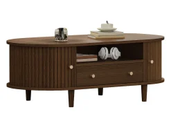 Mesa De Centro*Merax Mesa de centro para sala de estar - 100 x 50 x 36 cm - com gaveta + espaço de armazenamento aberto + portas de correr - MDF - marrom Castanho