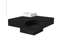 Mesa de centro para sala de estar 72x72x30 cm - Mesa de centro preta com compartimento de arrumação amovível - Iluminação LED^ Mesa De Centro