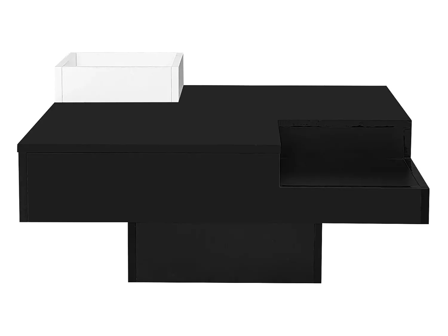 Mesa de centro para sala de estar 72x72x30 cm - Mesa de centro preta com compartimento de arrumação amovível - Iluminação LED^ Mesa De Centro