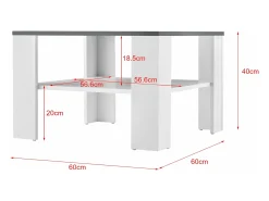 Mesa De Apoio|Helloshop26 Mesa de centro para sala de estar 60 x 60 x 40 cm branca e cinza escuro 03_0008433 Branco