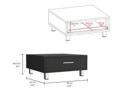 TuHome Mesa de centro Pequim com gaveta , 26.16 cm X 59.94 cm X 59.94 cm ,^ Mesa De Centro