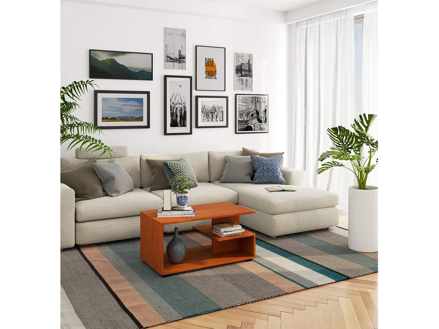 Mesa De Centro|Akord Mesa de Centro PIN Carvalho com Acabamento Fosco - 90 x 45 x 51 cm Natural escuro
