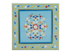 Mesa De Centro| Mesa de centro pintada à mão mangueira maciça turquesa PT272998 Azul