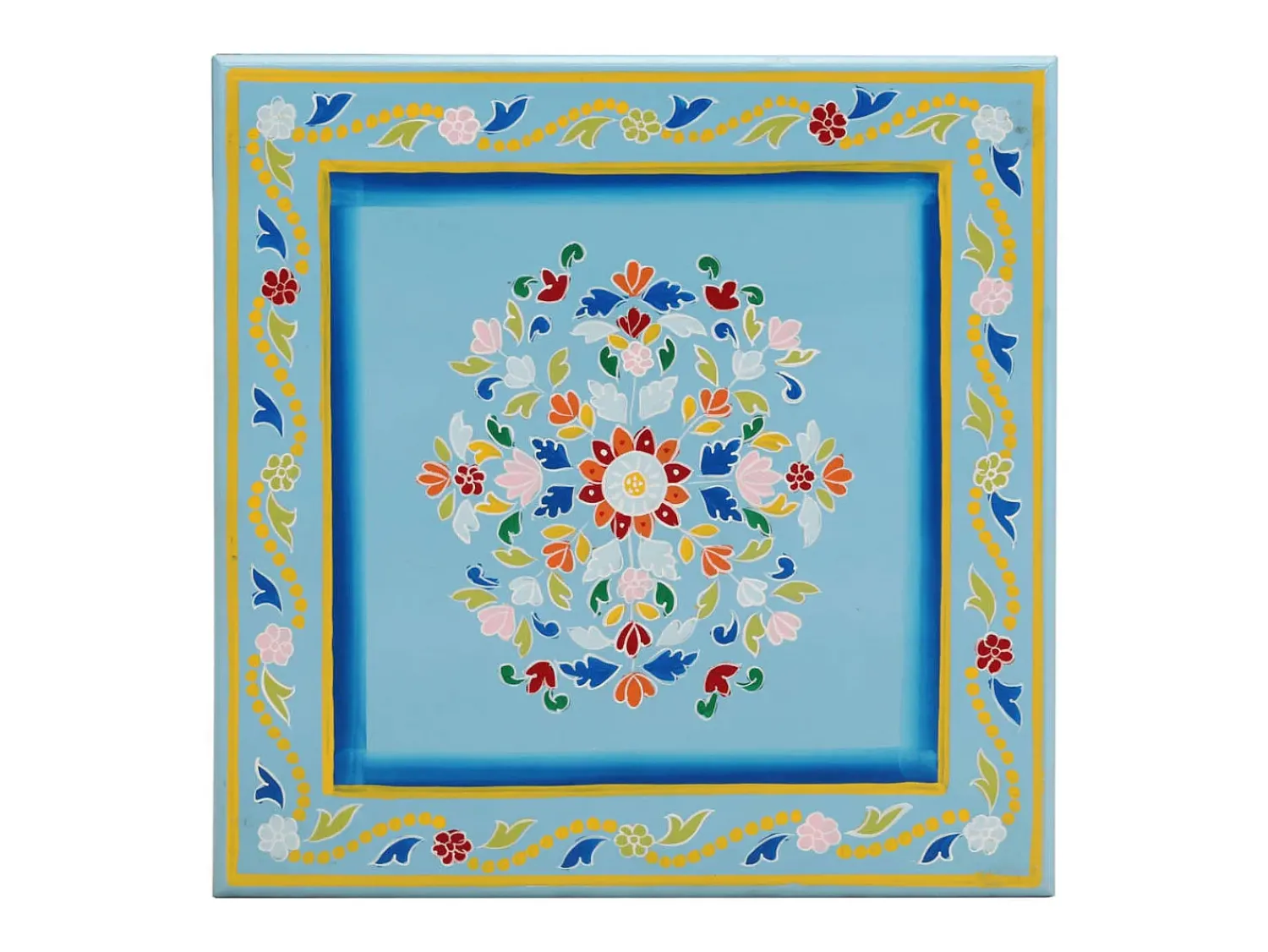 Mesa De Centro| Mesa de centro pintada à mão mangueira maciça turquesa PT272998 Azul