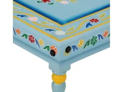 Mesa De Centro| Mesa de centro pintada à mão mangueira maciça turquesa PT272998 Azul