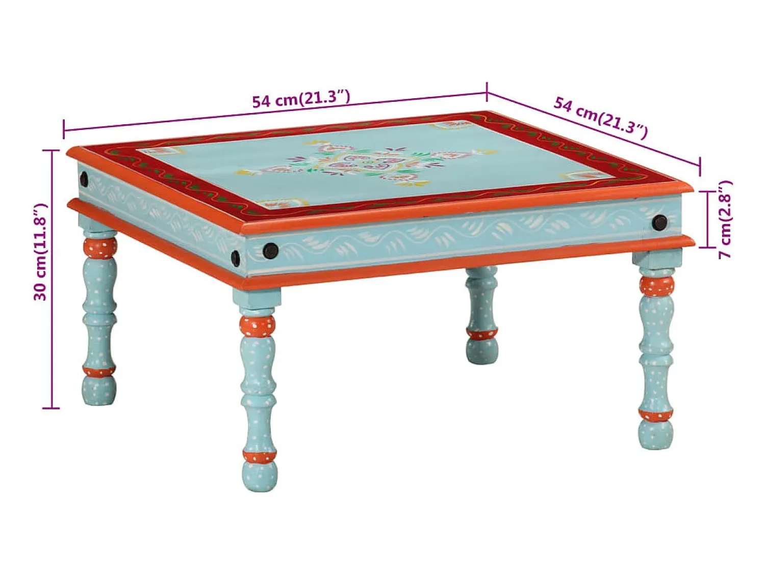 Mesa De Centro|vidaxl Mesa de centro pintada à mão mangueira maciça Azul