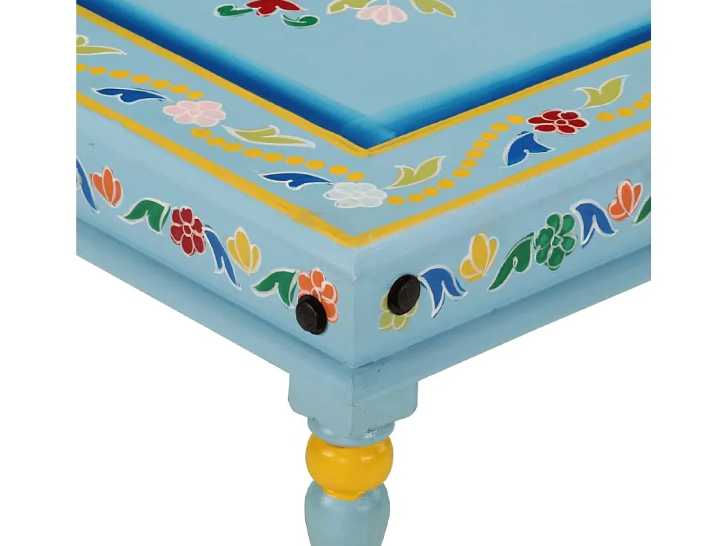 vidaxl Mesa de centro pintada à mão mangueira maciça azul turquesa^ Mesa De Centro