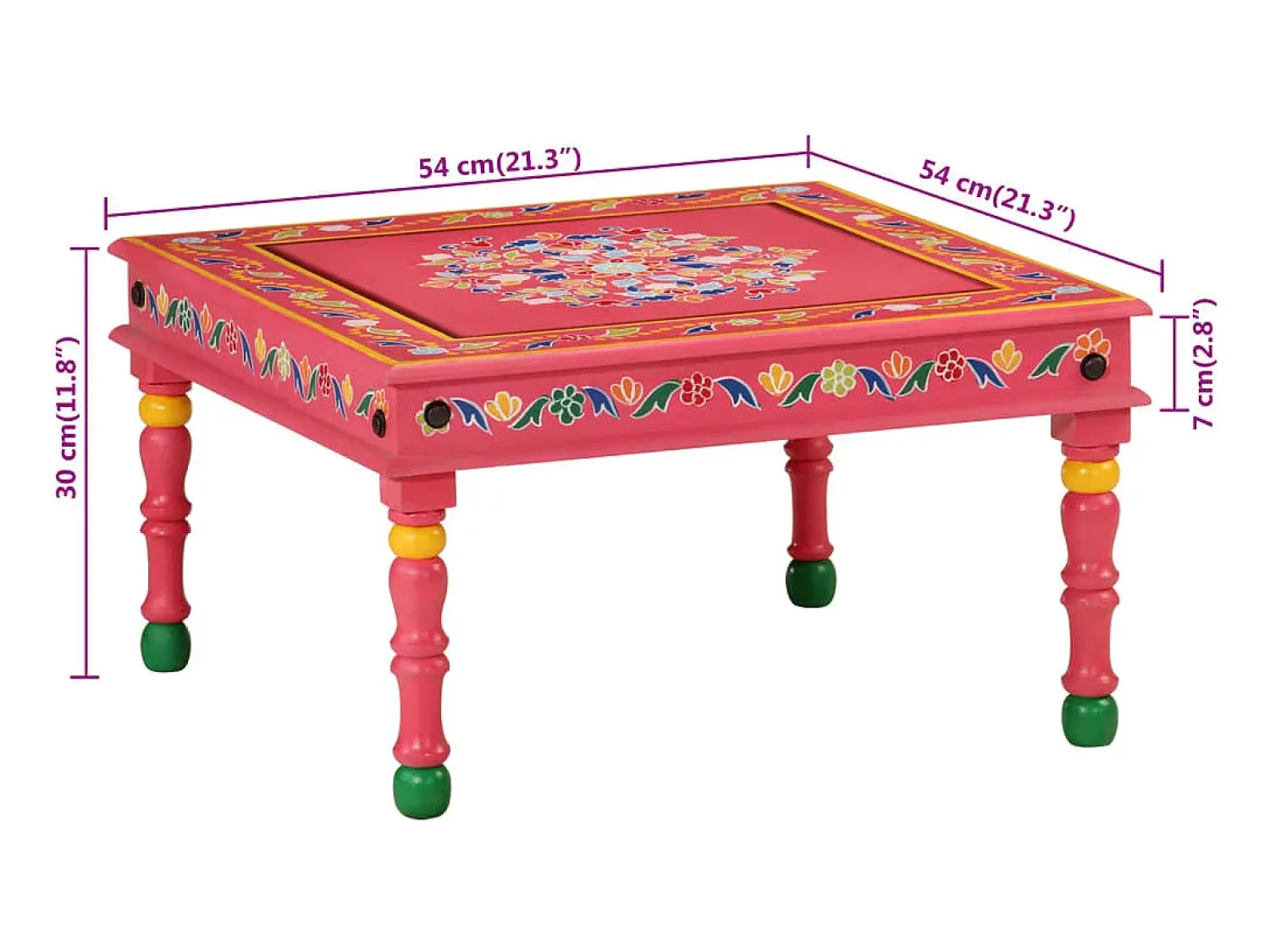 vidaxl Mesa de centro pintada à mão mangueira maciça^ Mesa De Centro
