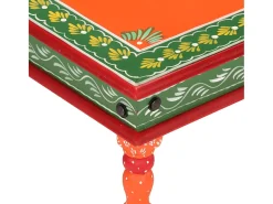 vidaxl Mesa de centro pintada à mão mangueira maciça laranja^ Mesa De Centro