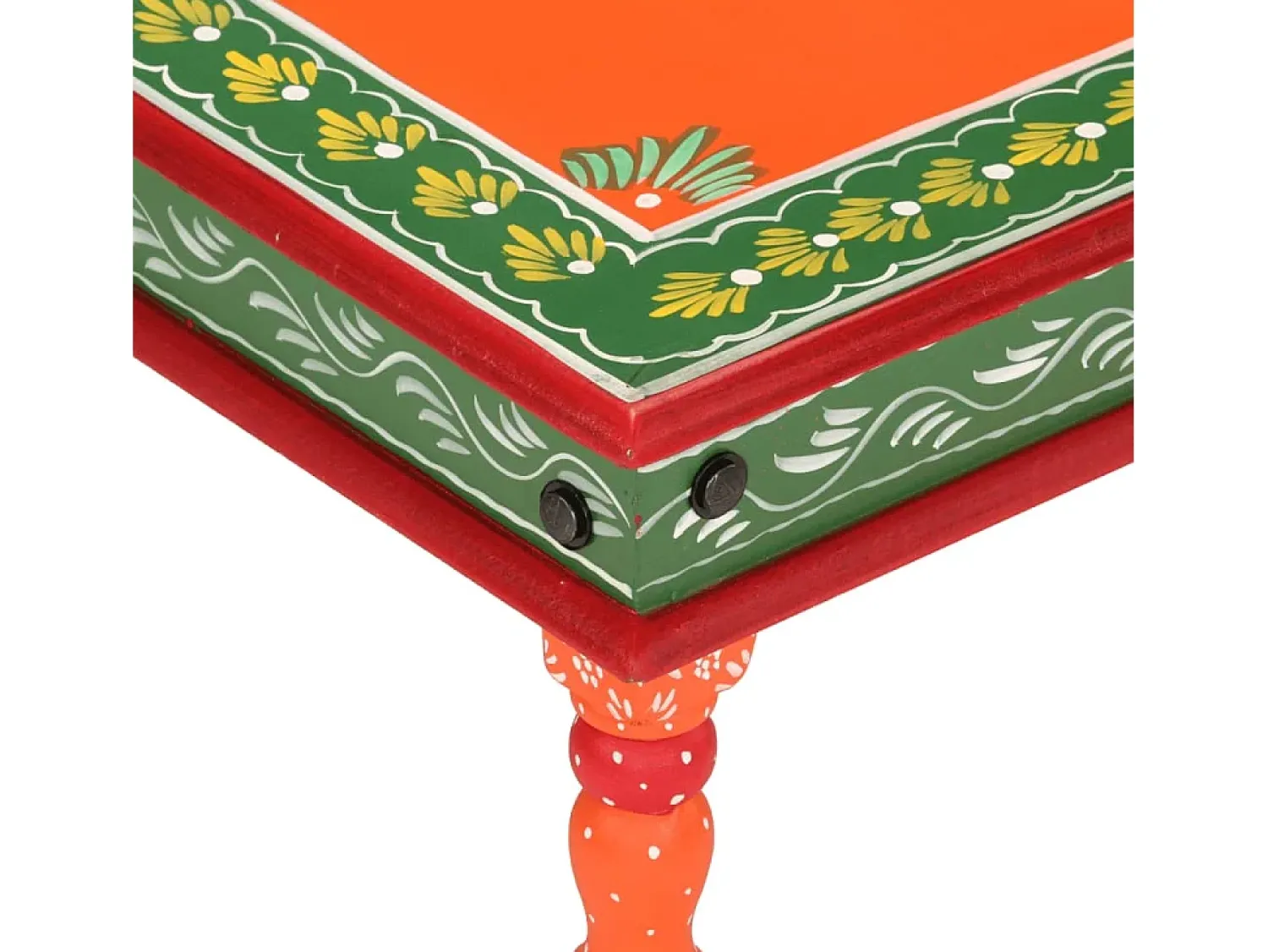 vidaxl Mesa de centro pintada à mão mangueira maciça laranja^ Mesa De Centro