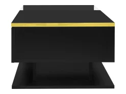 New Mesa de centro preta 100 cm - Mesa de centro com iluminação LED e divisórias - espaço de arrumação aberto - para sala de estar Preto