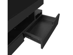 Mesa de centro preta - Mesa de centro brilhante com faixa de luz LED - 4 gavetas - para sala de estar e escritório^ Mesa De Centro