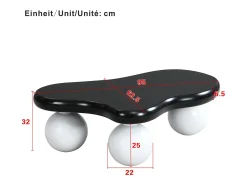 New Mesa de centro preta - Mesa de centro com luzes LED e pés redondos brancos - design em forma de nuvem - para sala de estar e quarto de criança Preto / Branco