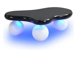 New Mesa de centro preta - Mesa de centro com luzes LED e pés redondos brancos - design em forma de nuvem - para sala de estar e quarto de criança Preto / Branco