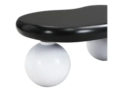 New Mesa de centro preta - Mesa de centro com luzes LED e pés redondos brancos - design em forma de nuvem - para sala de estar e quarto de criança Preto / Branco