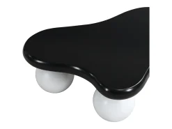 New Mesa de centro preta - Mesa de centro com luzes LED e pés redondos brancos - design em forma de nuvem - para sala de estar e quarto de criança Preto / Branco