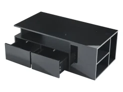 Mesa de centro preta - Mesa de centro com iluminação LED e 2 gavetas - Arrumação aberta^ Mesa De Centro