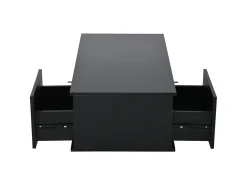 Mesa De Centro* Mesa de centro preta - Mesa de centro com iluminação LED e 2 gavetas - arrumação aberta Preto