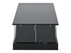 Mesa De Centro* Mesa de centro preta - Mesa de centro com iluminação LED e 2 gavetas - arrumação aberta Preto
