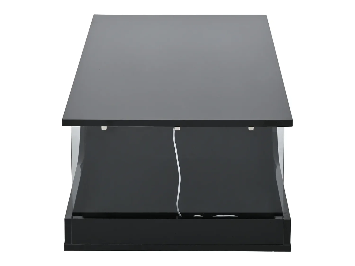 Mesa De Centro* Mesa de centro preta - Mesa de centro com iluminação LED e 2 gavetas - arrumação aberta Preto