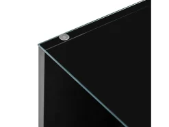 Discount Mesa de centro preta - Mesa de centro com iluminação LED e 2 gavetas - Tampo em vidro Preto
