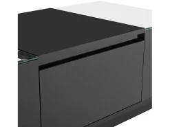 Discount Mesa de centro preta - Mesa de centro com iluminação LED e 2 gavetas - Tampo em vidro Preto