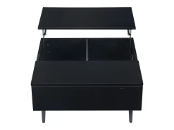 Mesa De Centro* Mesa de centro preta - Mesa de centro com iluminação LED e 1 gaveta - altura ajustável - para sala de estar Preto