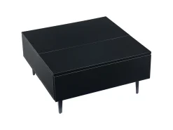Mesa De Centro* Mesa de centro preta - Mesa de centro com iluminação LED e 1 gaveta - altura ajustável - para sala de estar Preto