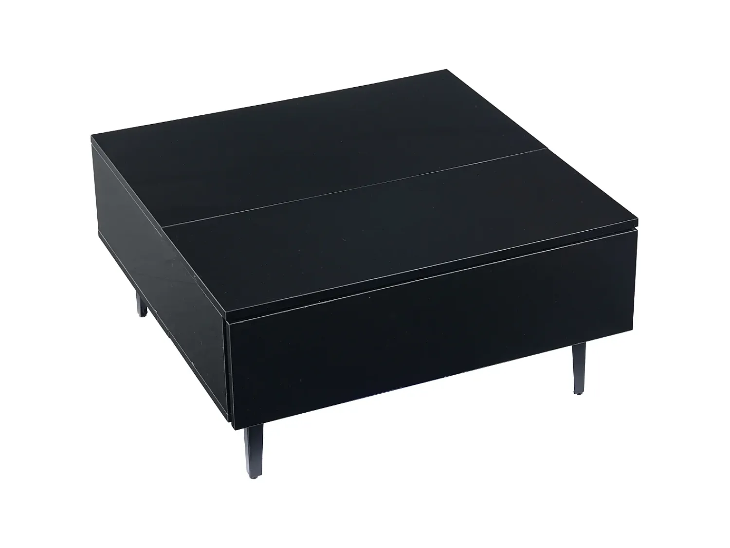 Mesa De Centro* Mesa de centro preta - Mesa de centro com iluminação LED e 1 gaveta - altura ajustável - para sala de estar Preto