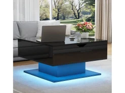 Hot Mesa de Centro Preta - Mesa de Centro com Tampo Elevável e Arrumação Semi-aberta - Arrumação Oculta Preto