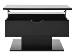 Hot Mesa de Centro Preta - Mesa de Centro com Tampo Elevável e Arrumação Semi-aberta - Arrumação Oculta Preto