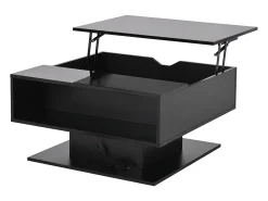 Hot Mesa de Centro Preta - Mesa de Centro com Tampo Elevável e Arrumação Semi-aberta - Arrumação Oculta Preto