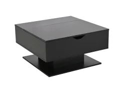 Hot Mesa de Centro Preta - Mesa de Centro com Tampo Elevável e Arrumação Semi-aberta - Arrumação Oculta Preto