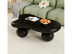 Mesa De Centro* Mesa de centro preta - Mesa de centro com luzes LED e pés redondos s - design em forma de nuvem - para sala de estar e quarto de criança Preto