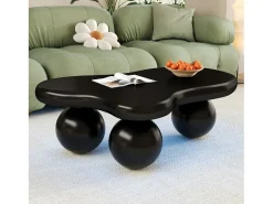 Mesa De Centro* Mesa de centro preta - Mesa de centro com luzes LED e pés redondos s - design em forma de nuvem - para sala de estar e quarto de criança Preto