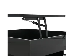 Mesa De Centro* Mesa de Centro Preta com Tampo Elevável - Mesa de Centro com Iluminação LED e 2 Gavetas - Arrumação Oculta Preto
