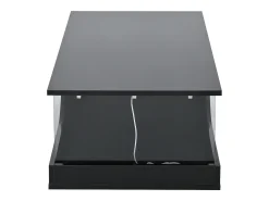 Mesa De Centro*Hauss Spole Mesa de centro preta com 2 gavetas, iluminação LED, vidro temperado 100x50x30cm Preto