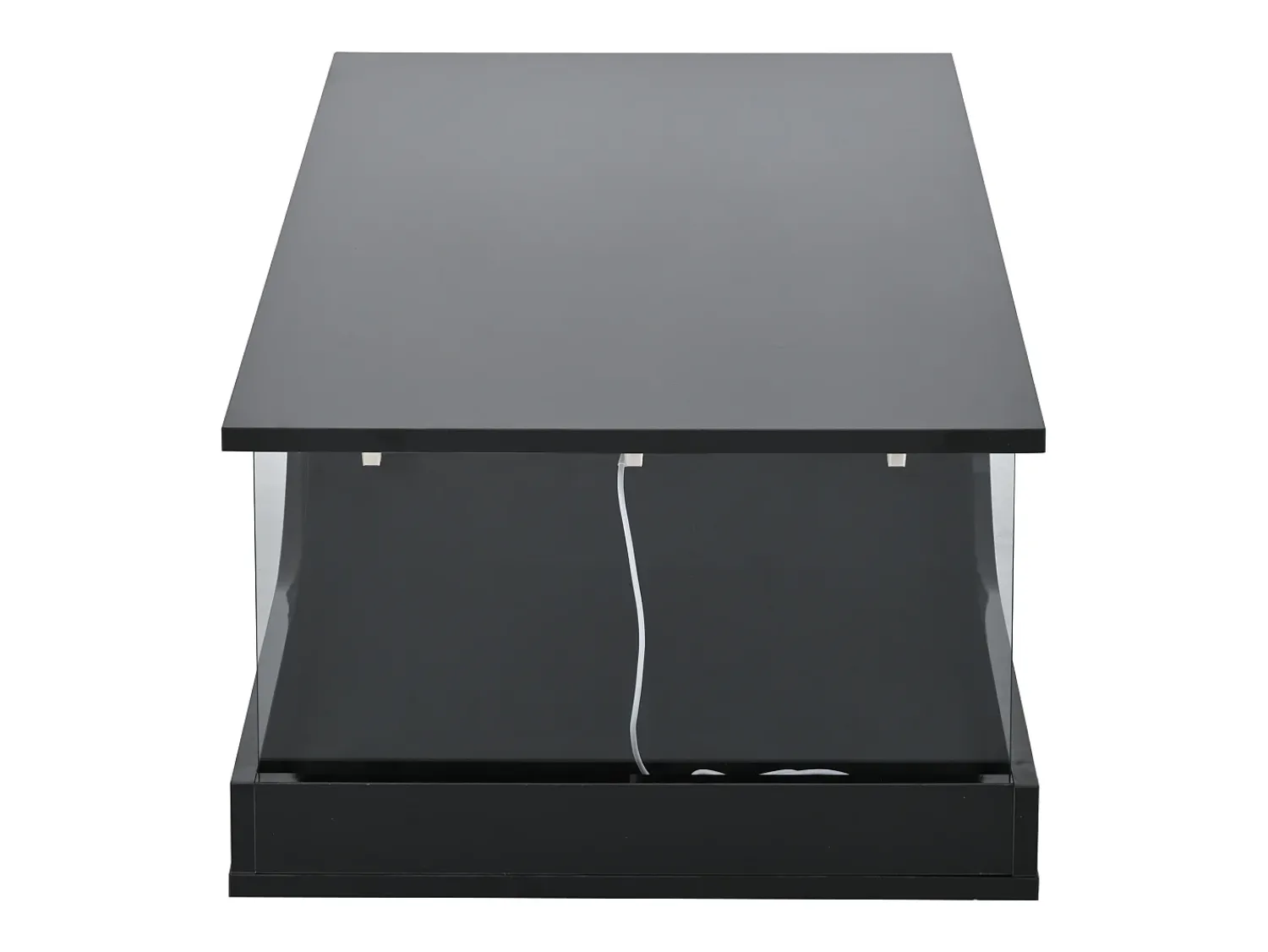 Mesa De Centro*Hauss Spole Mesa de centro preta com 2 gavetas, iluminação LED, vidro temperado 100x50x30cm Preto