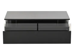 Hauss Spole Mesa de centro preta com 2 gavetas, iluminação LED e tampo amovível 90x45x35,5cm^ Mesa De Centro