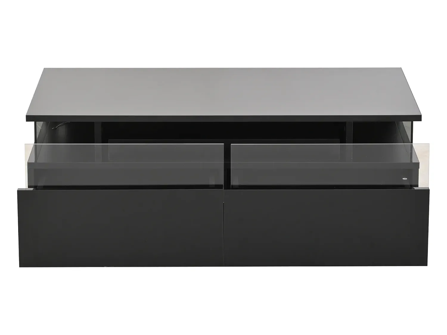 Hauss Spole Mesa de centro preta com 2 gavetas, iluminação LED e tampo amovível 90x45x35,5cm^ Mesa De Centro