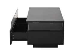 Hauss Spole Mesa de centro preta com 2 gavetas, iluminação LED e tampo amovível 90x45x35,5cm^ Mesa De Centro