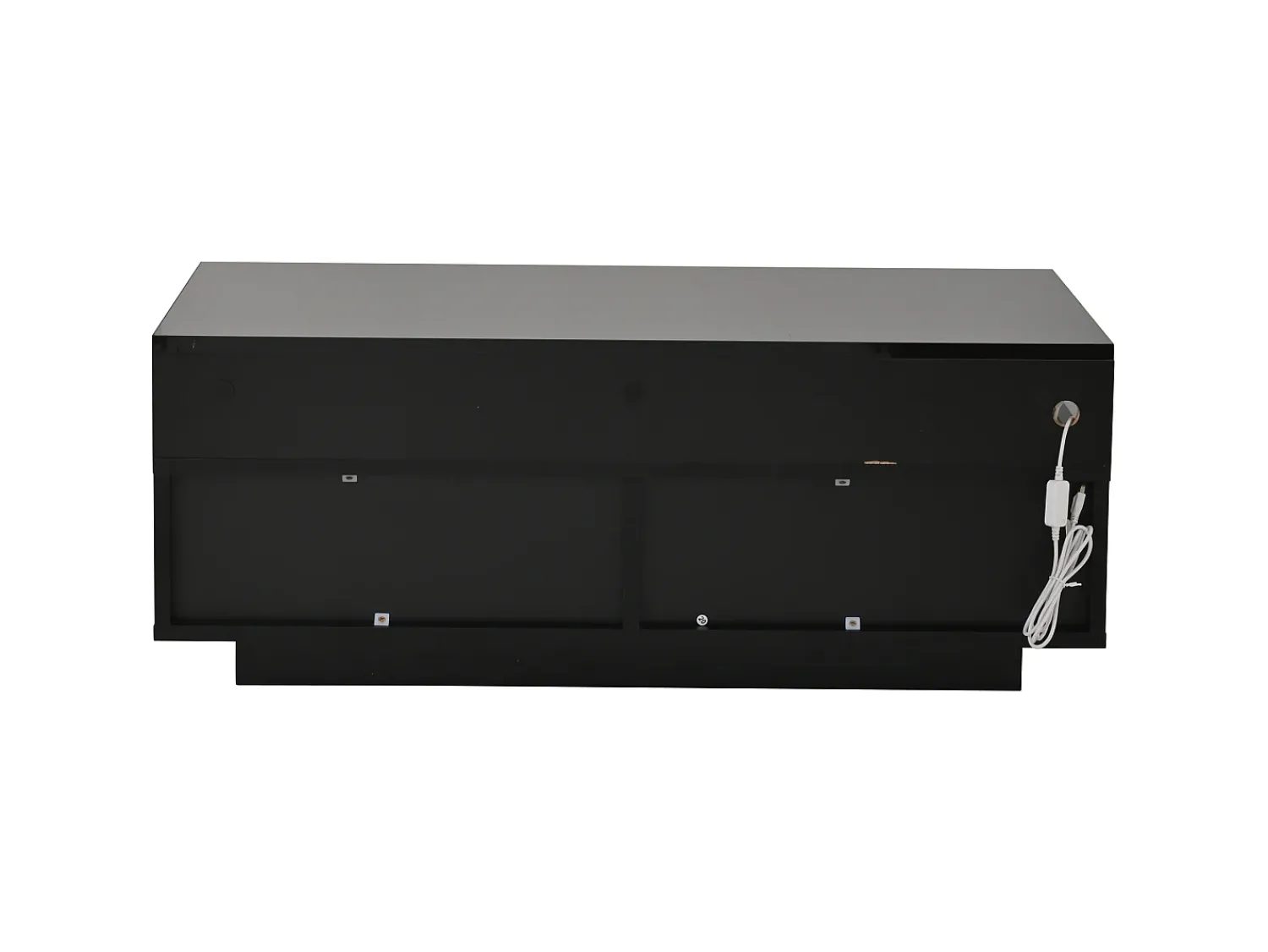Hauss Spole Mesa de centro preta com 2 gavetas, iluminação LED e tampo amovível 90x45x35,5cm^ Mesa De Centro