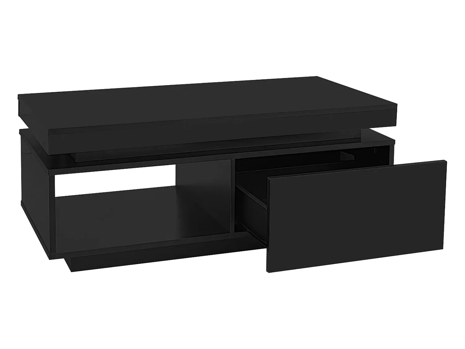 Hauss Spole Mesa de centro preta com iluminação LED e gaveta, aglomerado, 100x50x40,3 cm^ Mesa De Centro