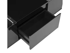 Mesa De Centro|Hauss Spole Mesa de centro preta com 2 gavetas, iluminação LED e tampo em vidro 105x50x35cm Preto