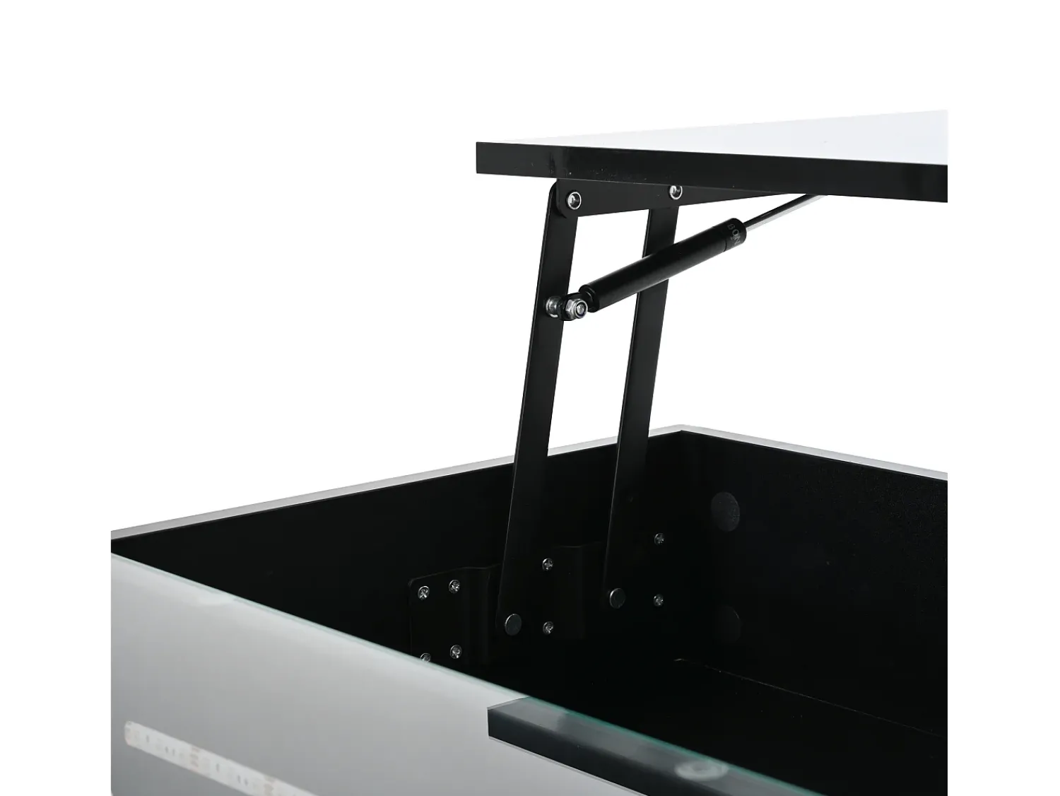 Clearance Mesa de centro preta com iluminação LED - Mesa de centro com 2 gavetas e tampo elevável - arrumação aberta Preto