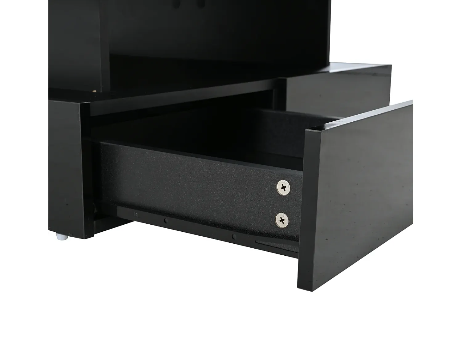 Clearance Mesa de centro preta com iluminação LED - Mesa de centro com 2 gavetas e tampo elevável - arrumação aberta Preto
