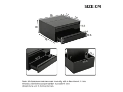 Mesa de Centro Preta com Tampo Elevável - Mesa de Centro com Iluminação LED e 1 Gaveta - Porta Rebatível e Arrumação Oculta^ Mesa De Centro