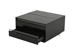 Mesa de Centro Preta com Tampo Elevável - Mesa de Centro com Iluminação LED e 1 Gaveta - Porta Rebatível e Arrumação Oculta^ Mesa De Centro