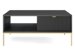 Mesa De Centro* Mesa de centro: preta, dourada, 104 x 46 x 68 cm, alças douradas Preto