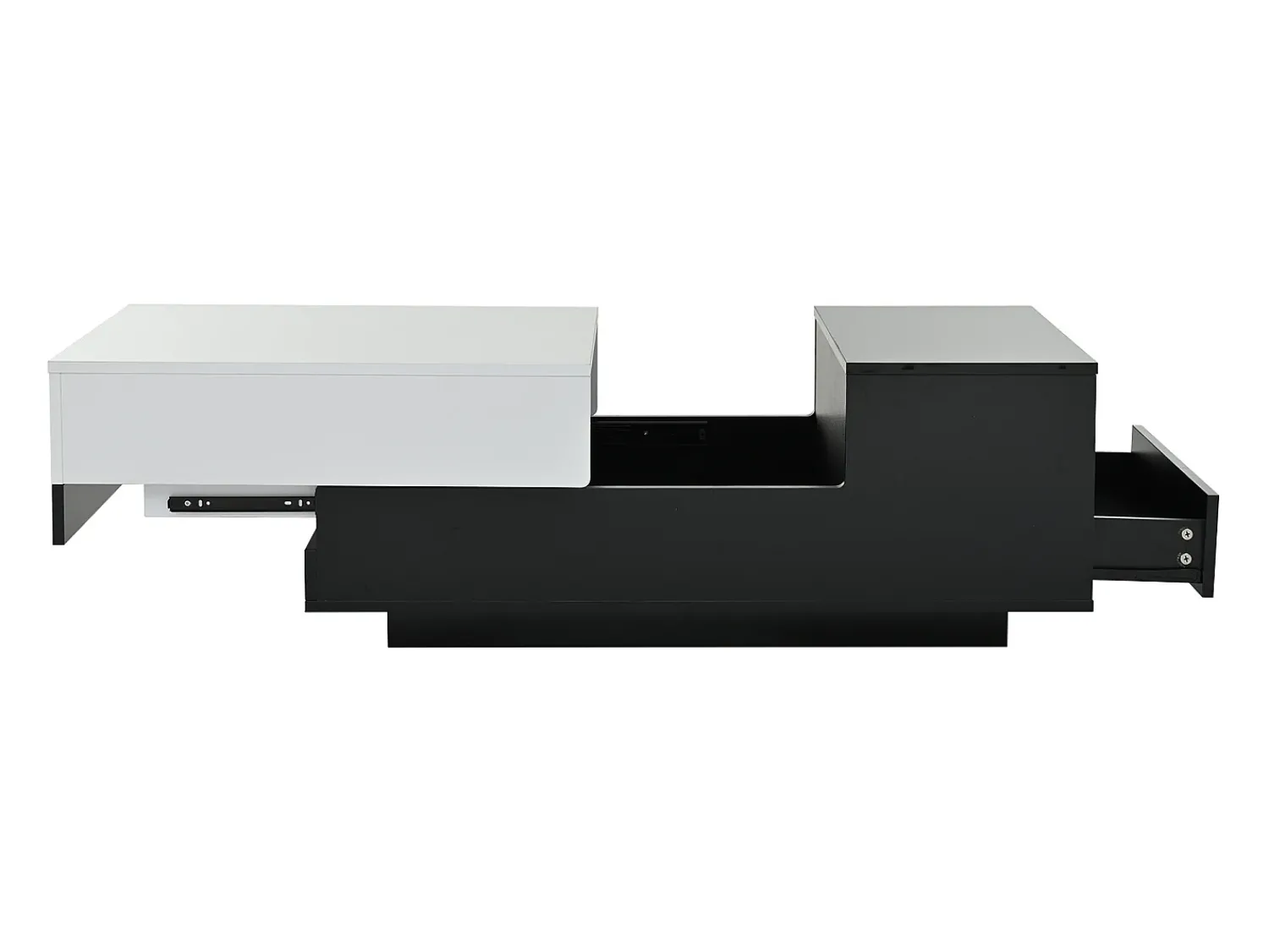 Mesa De Centro| Mesa de centro preta e branca - Mesa de centro com tampo deslizante e 1 gaveta - compartimento de arrumação oculto Preto